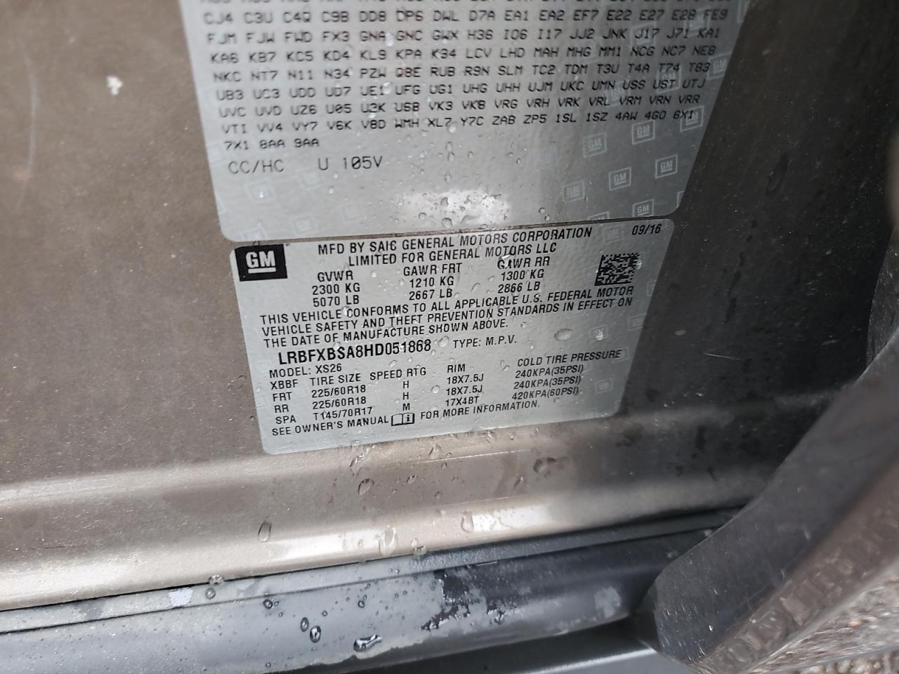 2017 Buick Envision Essence VIN: LRBFXBSA8HD051868 Lot: 90333875