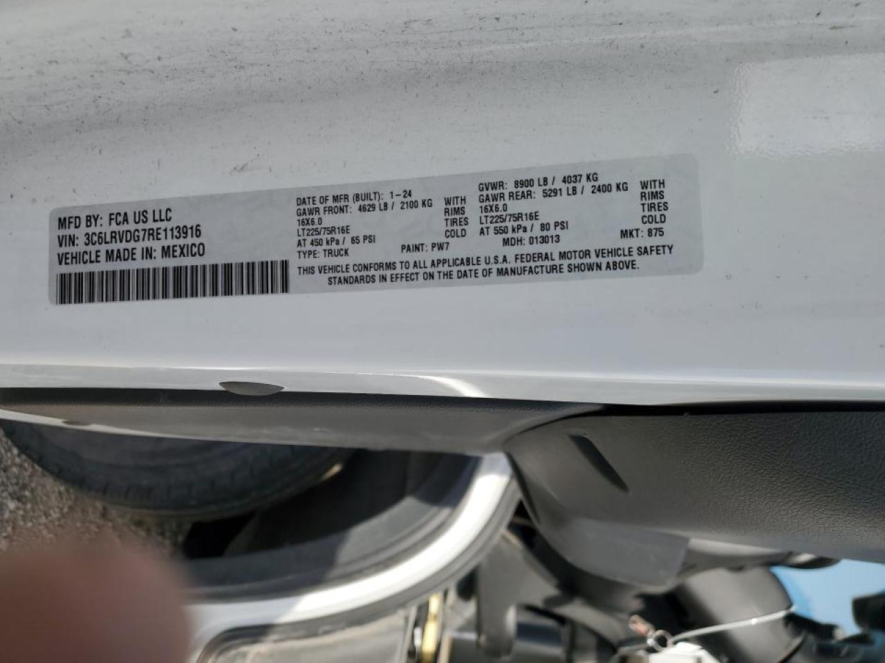 2024 Ram Promaster 2500 Delivery Van VIN: 3C6LRVDG7RE113916 Lot: 89489215