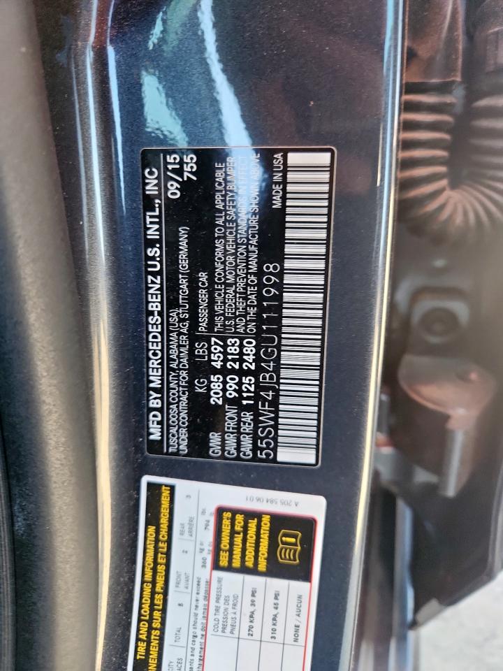 2016 Mercedes-Benz C 300 VIN: 55SWF4JB4GU111998 Lot: 82457115