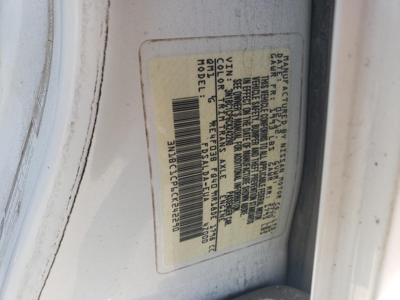 2012 Nissan Versa S VIN: 3N1BC1CP6CK242290 Lot: 82387885