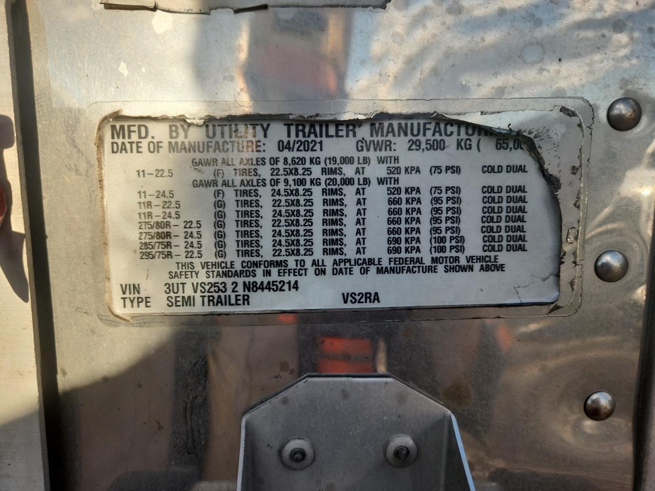 2022 Utility Vs2Ra Refrigerated Van Trailer VIN: 3UTVS2532N8445214 Lot: 89693335