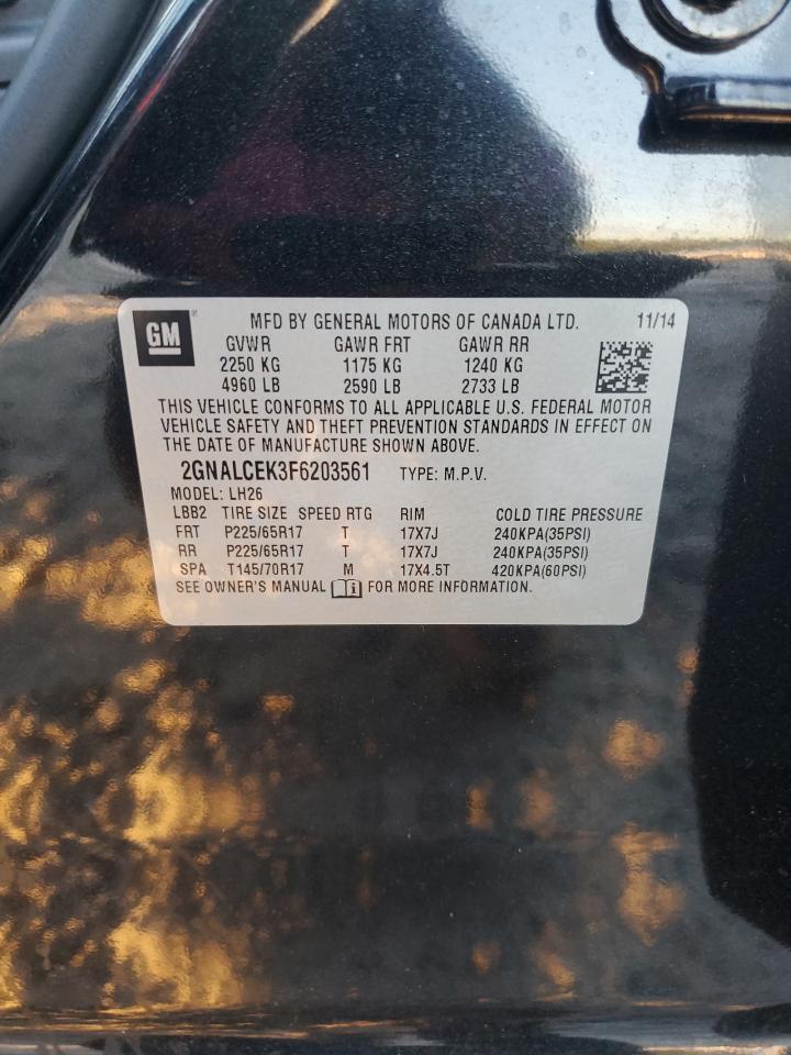 2015 Chevrolet Equinox Lt VIN: 2GNALCEK3F6203561 Lot: 81987785