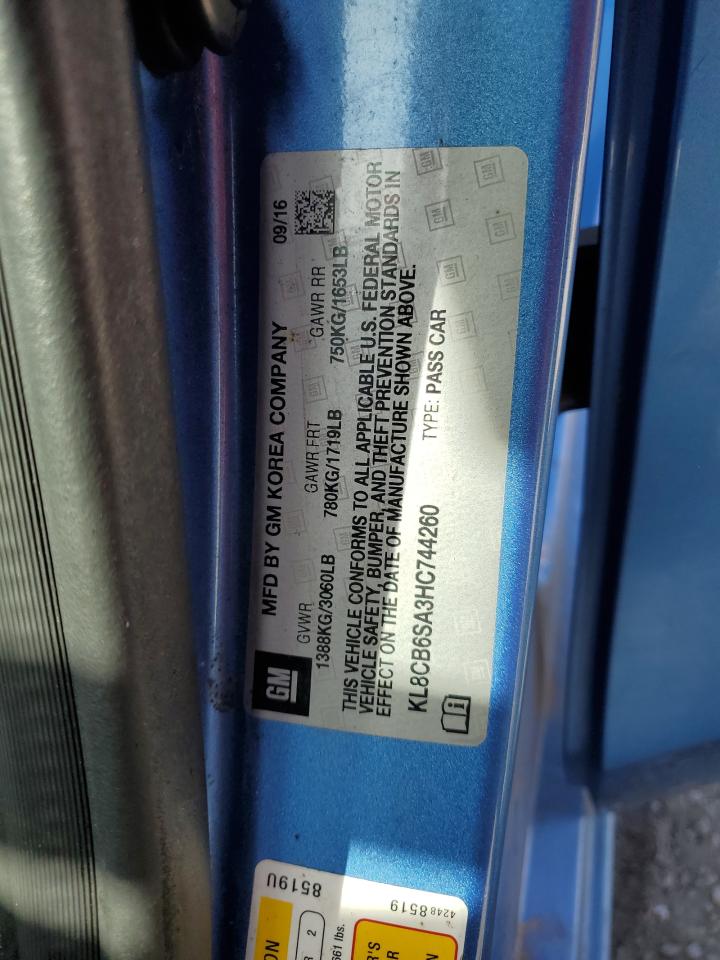 2017 Chevrolet Spark Ls VIN: KL8CB6SA3HC744260 Lot: 85352645