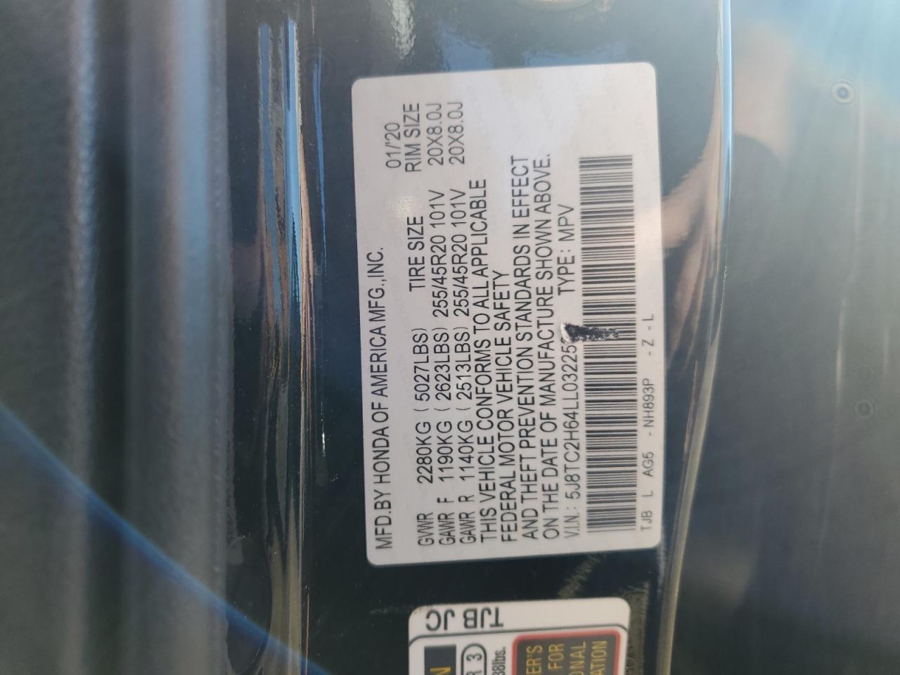 2020 Acura Rdx A-Spec VIN: 5J8TC2H64LL032253 Lot: 87245945