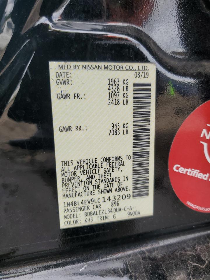 2020 Nissan Altima Sl VIN: 1N4BL4EV9LC143209 Lot: 85742885