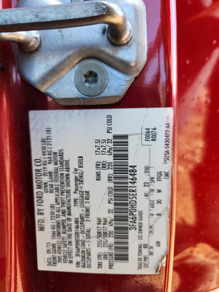 2014 Ford Fusion Se VIN: 3FA6P0HD5ER146484 Lot: 86139025