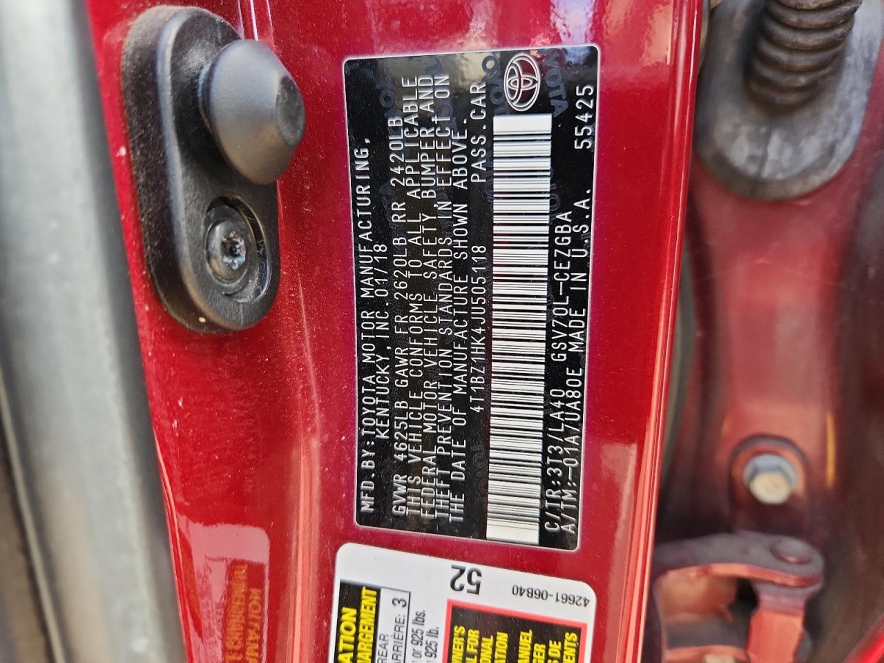 2018 Toyota Camry Xse VIN: 4T1BZ1HK4JU505118 Lot: 85172035