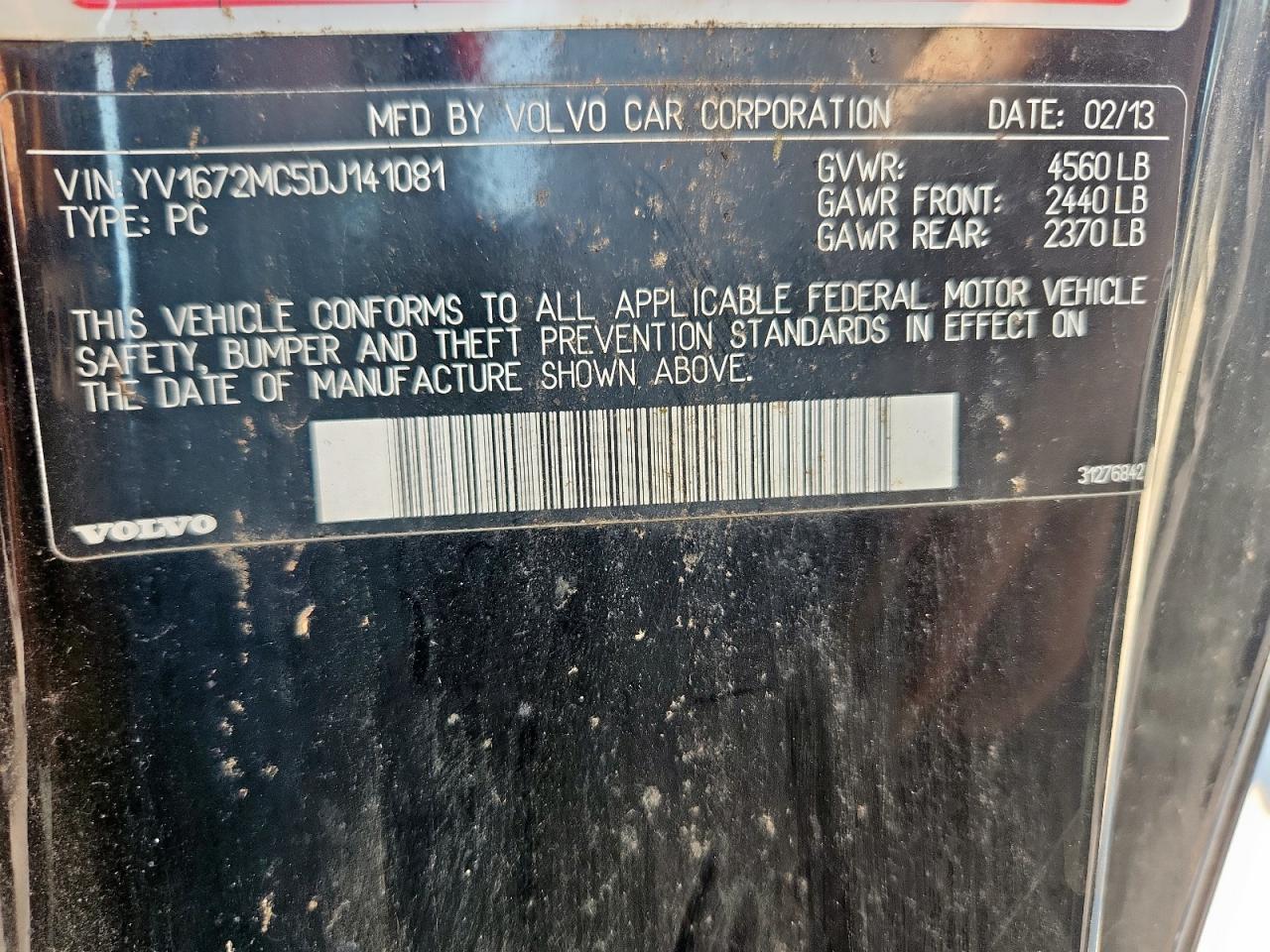 2013 Volvo C70 T5 VIN: YV1672MC5DJ141081 Lot: 86204705