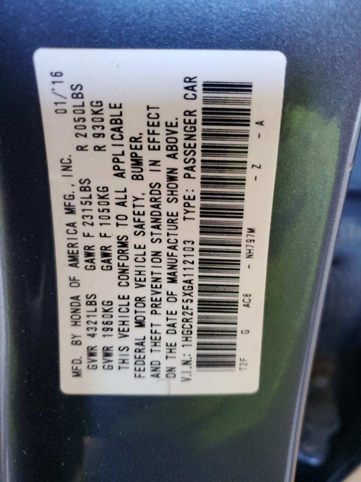 2016 Honda Accord Sport VIN: 1HGCR2F5XGA112103 Lot: 86067055