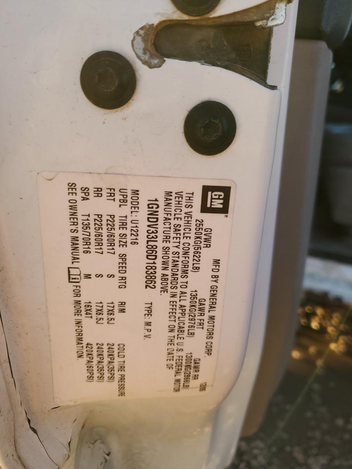 2006 Chevrolet Uplander Lt VIN: 1GNDV33L86D183862 Lot: 90935095