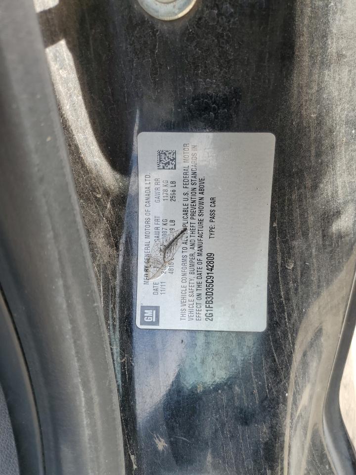 2012 Chevrolet Camaro Lt VIN: 2G1FB3D35C9142809 Lot: 84871845