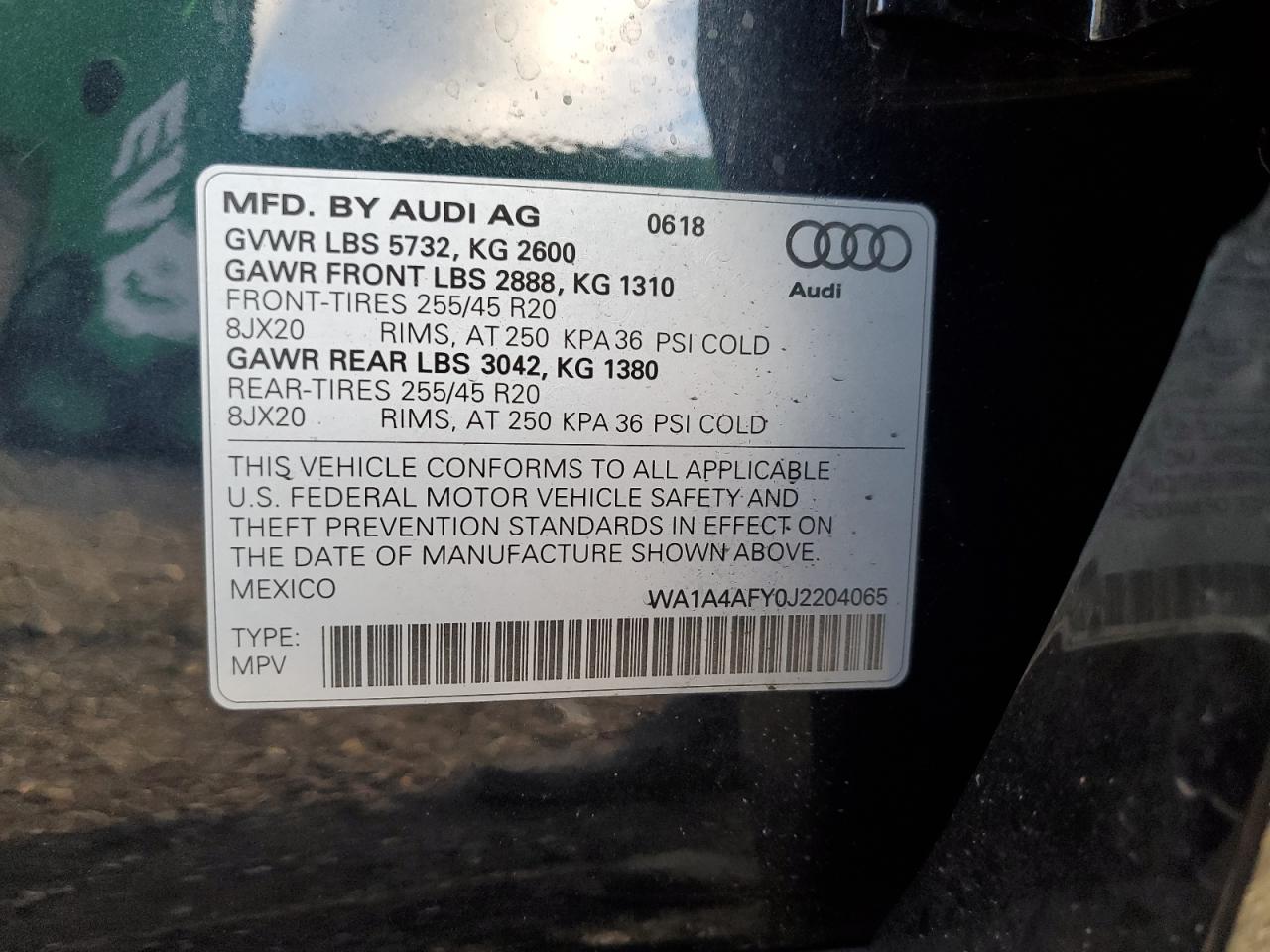 2018 Audi Sq5 Premium Plus VIN: WA1A4AFY0J2204065 Lot: 89911595