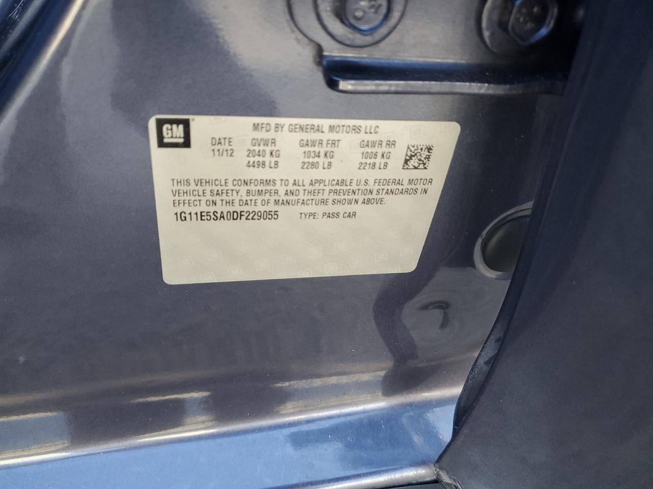 2013 Chevrolet Malibu 2Lt VIN: 1G11E5SA0DF229055 Lot: 89634585