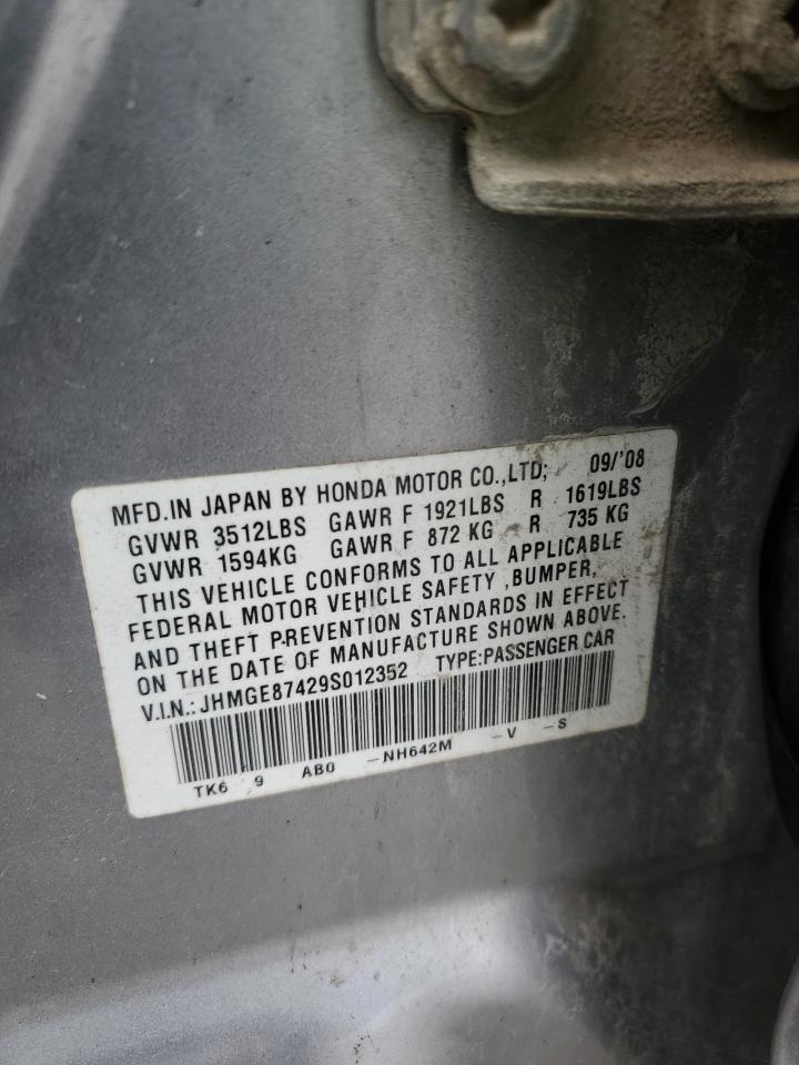 2009 Honda Fit Sport VIN: JHMGE87429S012352 Lot: 86108065