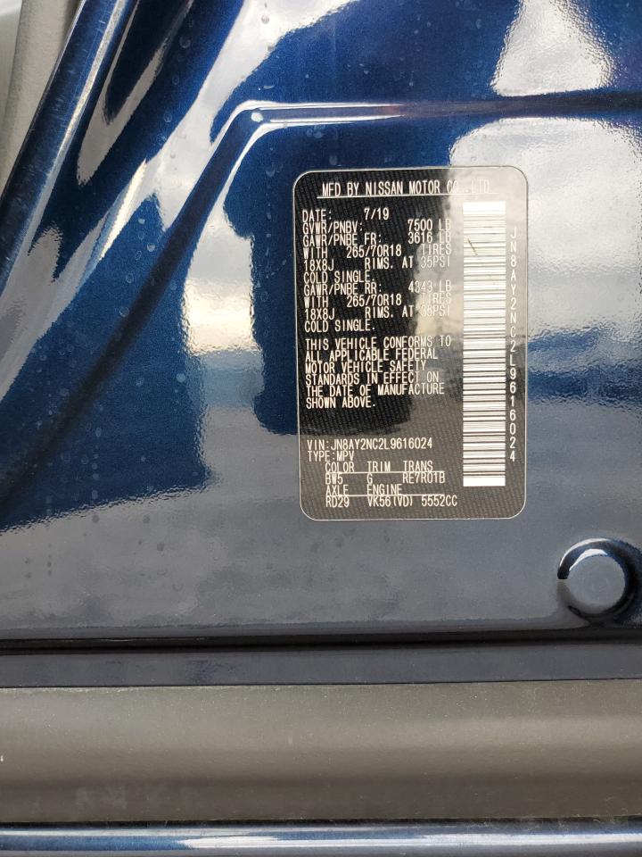 2020 Nissan Armada Sv VIN: JN8AY2NC2L9616024 Lot: 82002985