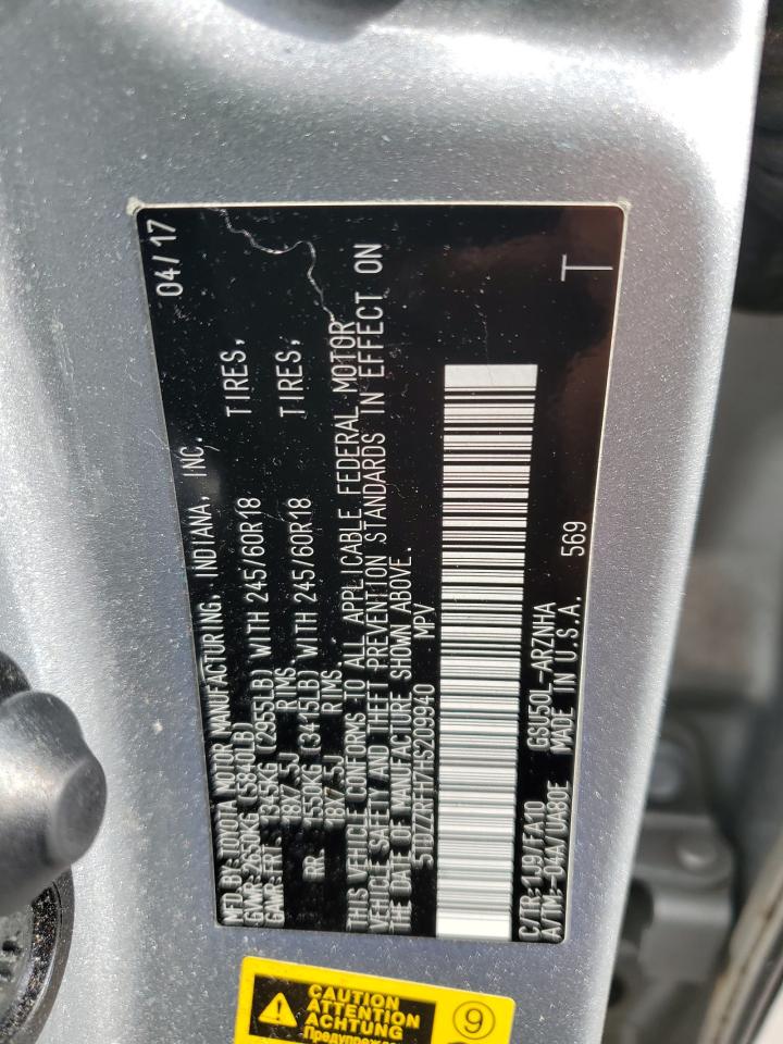 2017 Toyota Highlander Le VIN: 5TDZZRFH7HS209940 Lot: 81979635