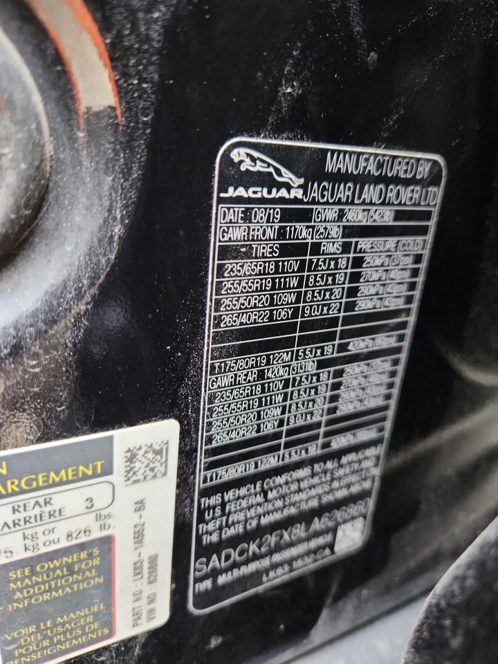 2020 Jaguar F-Pace Prestige VIN: SADCK2FX8LA626860 Lot: 85343315