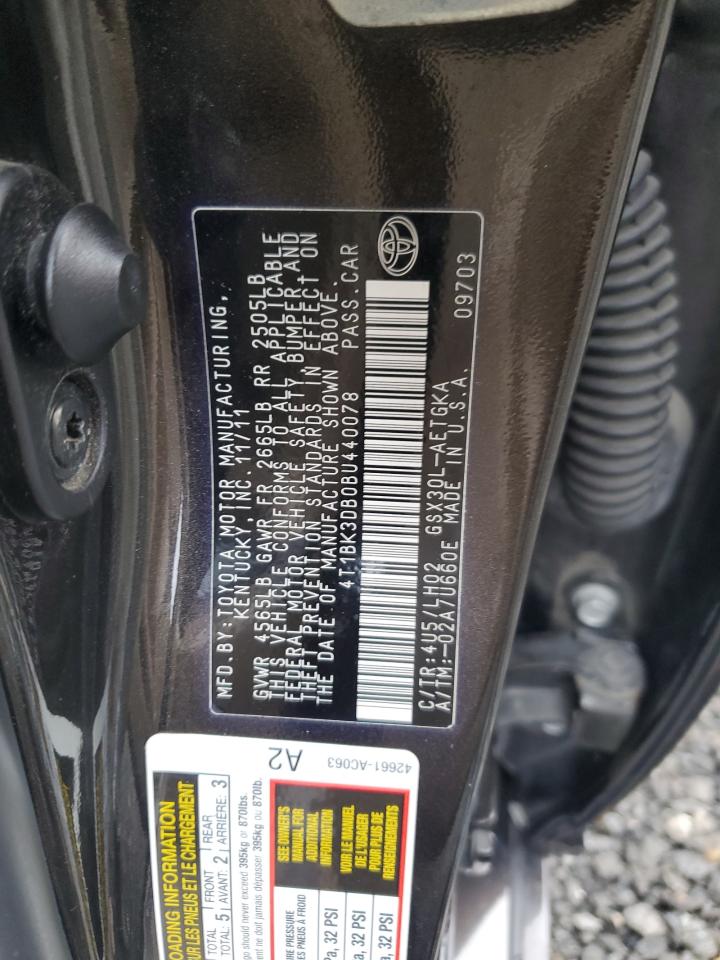 2011 Toyota Avalon Base VIN: 4T1BK3DB0BU440078 Lot: 86154125