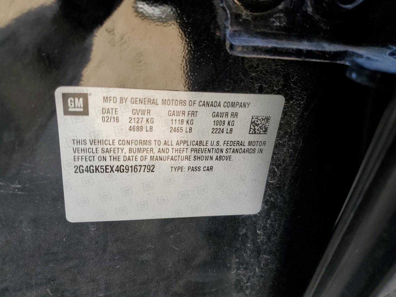 2016 Buick Regal VIN: 2G4GK5EX4G9167792 Lot: 81978855