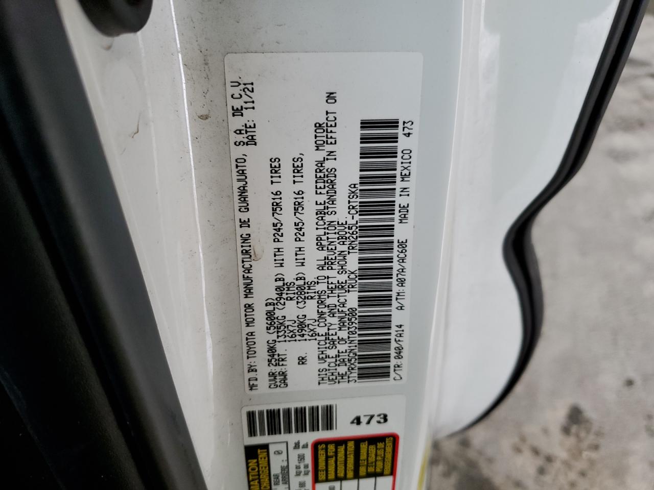 2022 Toyota Tacoma Access Cab VIN: 3TYRX5GN1NT039500 Lot: 82454915