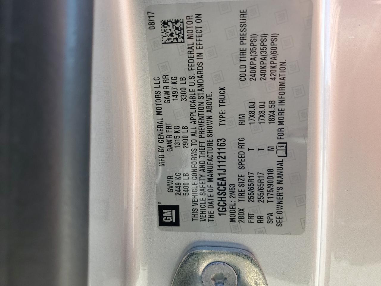 2018 Chevrolet Colorado Lt VIN: 1GCHSCEA1J1121163 Lot: 86437185