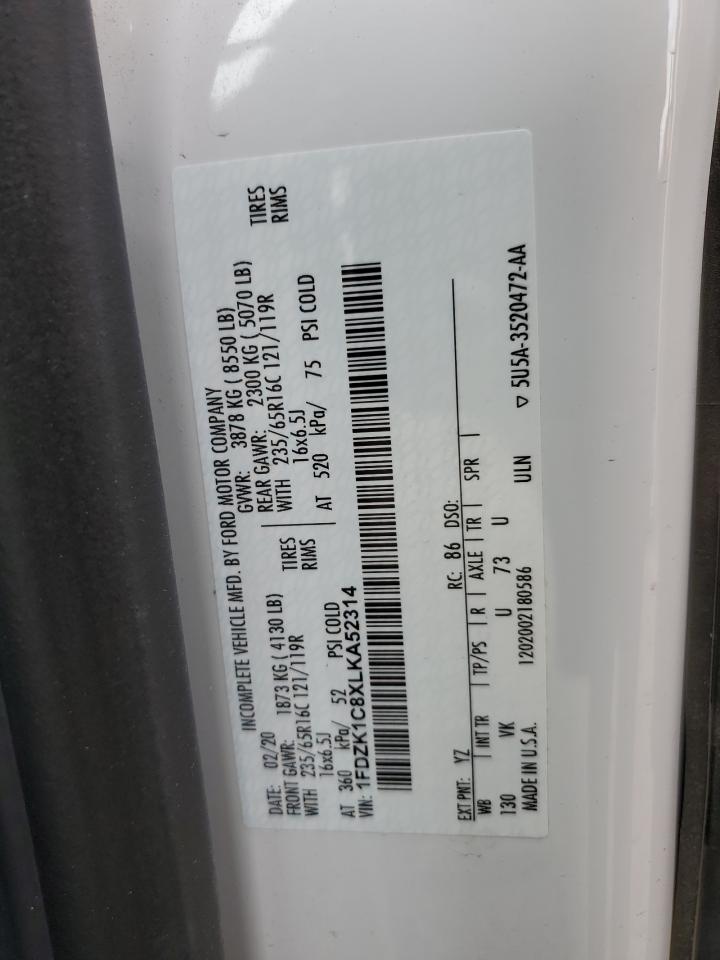 2020 Ford Transit T-150 VIN: 1FDZK1C8XLKA52314 Lot: 85594745