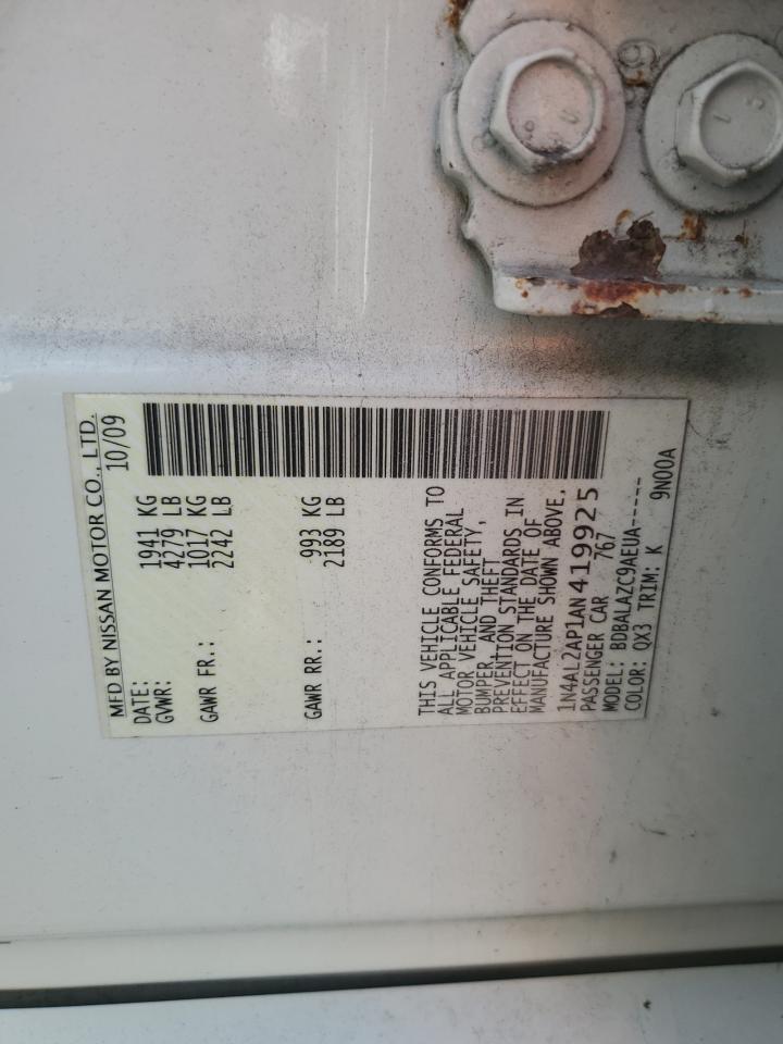 2010 Nissan Altima Base VIN: 1N4AL2AP1AN419925 Lot: 84886445