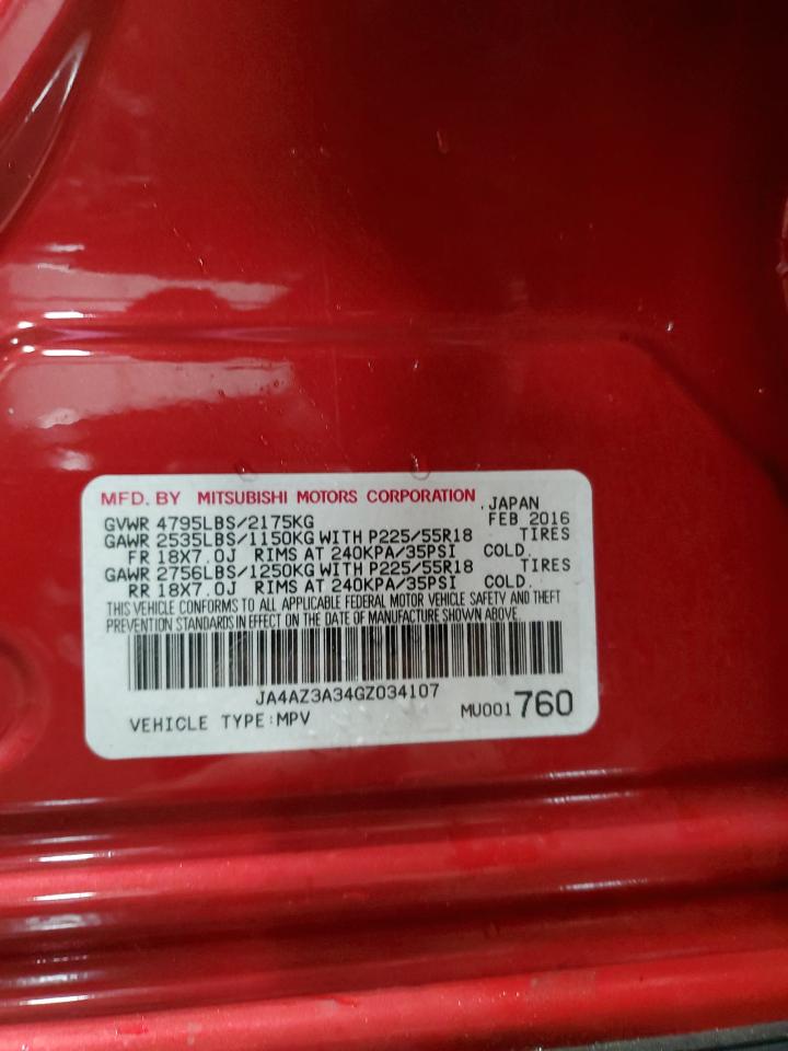 2016 Mitsubishi Outlander Se VIN: JA4AZ3A34GZ034107 Lot: 96590815