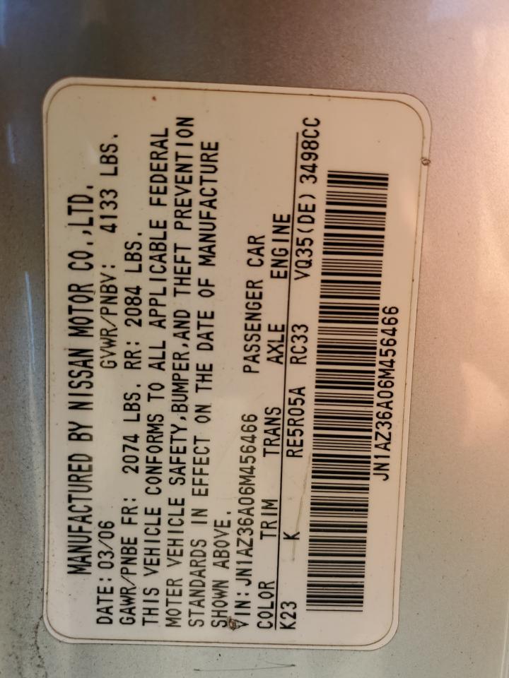 2006 Nissan 350Z Roadster VIN: JN1AZ36A06M456466 Lot: 85424145