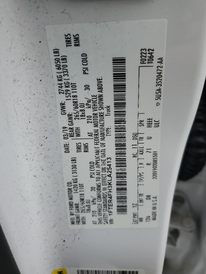 2019 Ford Ranger Xl VIN: 1FTER4FH3KLA25413 Lot: 89546555