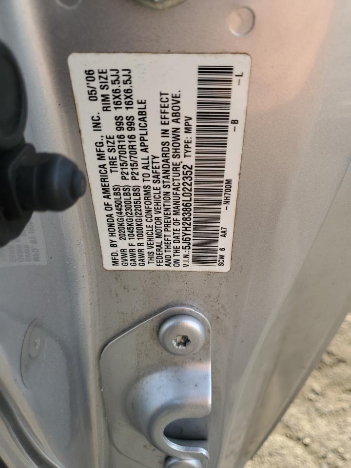 2006 Honda Element Lx VIN: 5J6YH28386L022352 Lot: 81978705