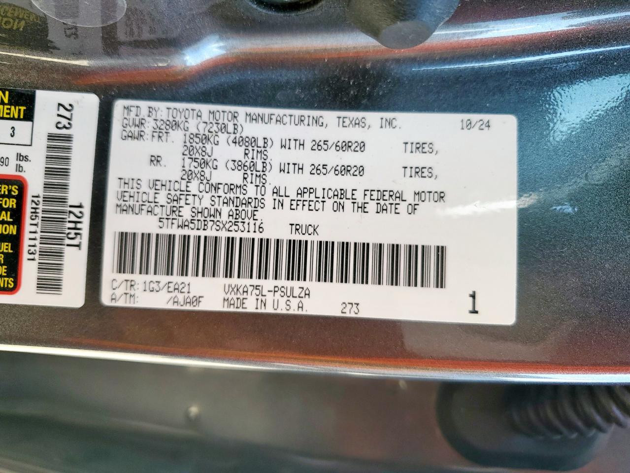 2025 Toyota Tundra Crewmax Limited VIN: 5TFWA5DB7SX253116 Lot: 84241325