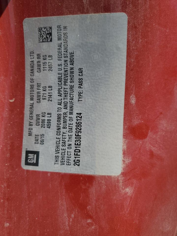 2015 Chevrolet Camaro Lt VIN: 2G1FD1E30F9286124 Lot: 84949565