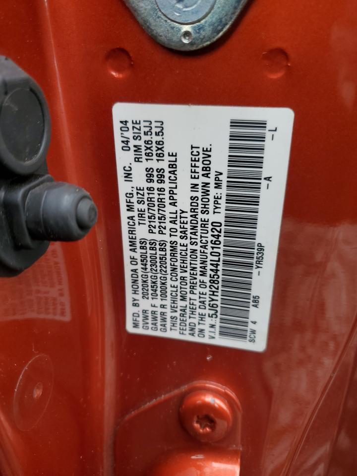 2004 Honda Element Ex VIN: 5J6YH28544L016420 Lot: 85486425