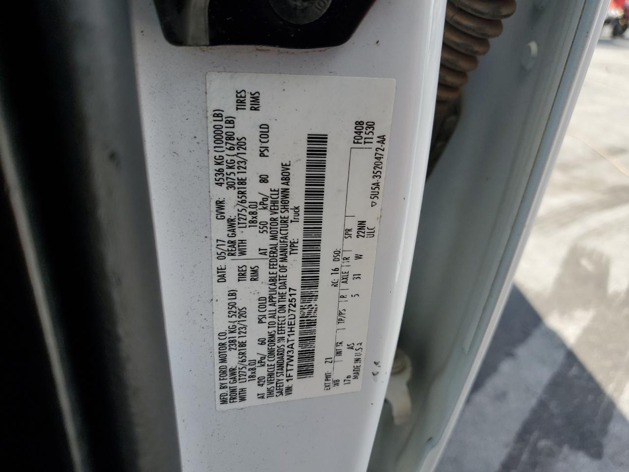 2017 Ford F350 Super Duty VIN: 1FT7W3AT1HED72517 Lot: 86607905