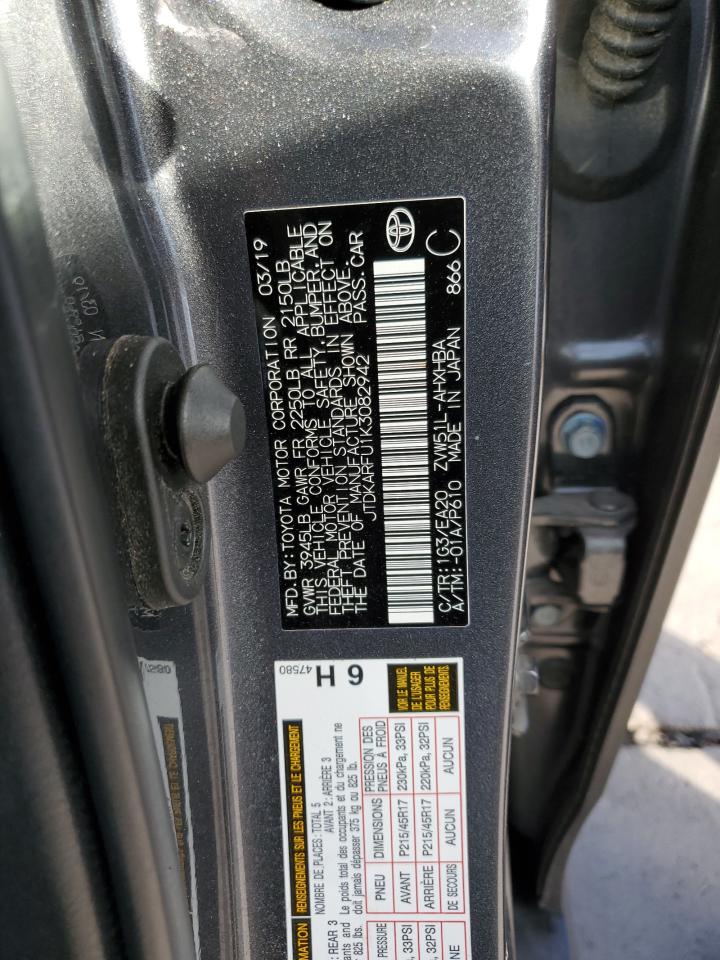 2019 Toyota Prius VIN: JTDKARFU1K3082942 Lot: 81978995