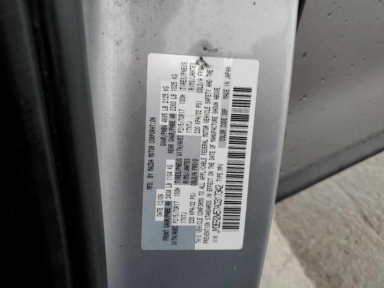 2010 Mazda Cx-7 VIN: JM3ER2W57A0317342 Lot: 90025685