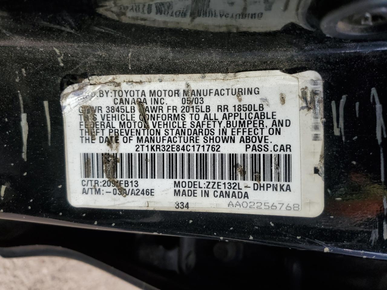 2004 Toyota Corolla Matrix Xr VIN: 2T1KR32E84C171762 Lot: 85374015