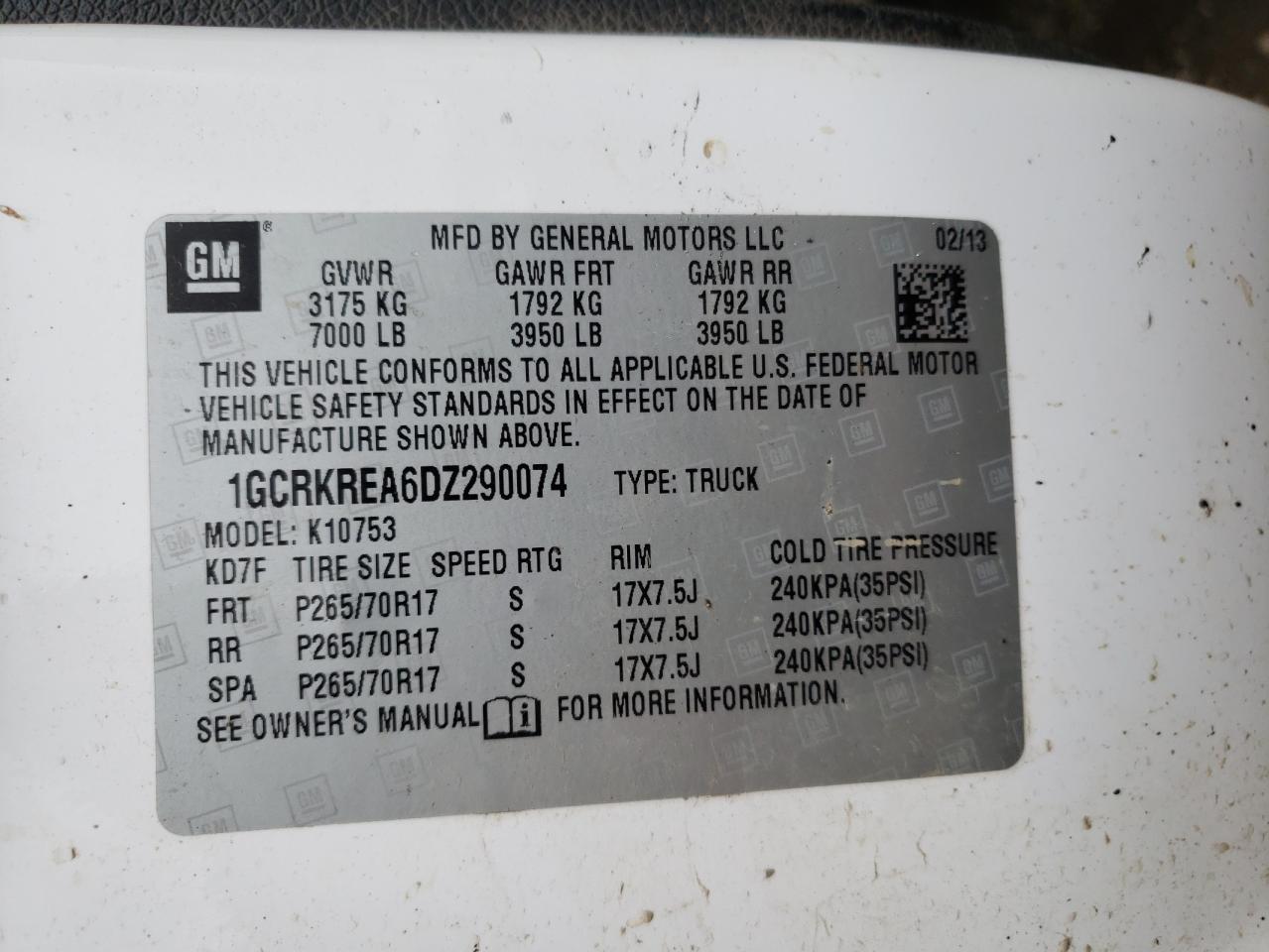 2013 Chevrolet Silverado K1500 Ls VIN: 1GCRKREA6DZ290074 Lot: 85945615