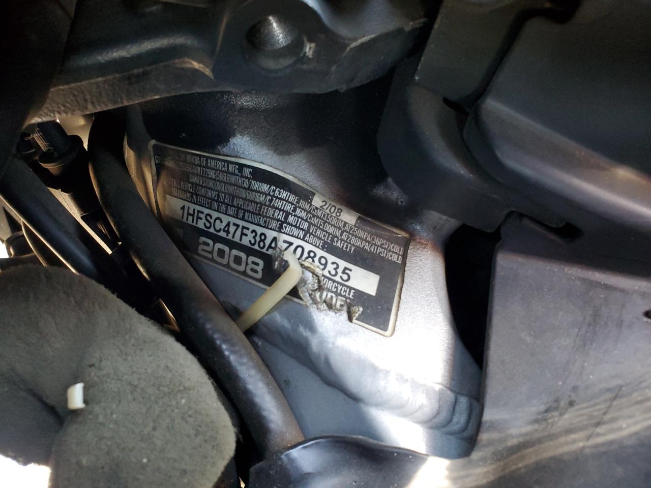 2008 Honda Gl1800 VIN: 1HFSC47F38A708935 Lot: 87087845