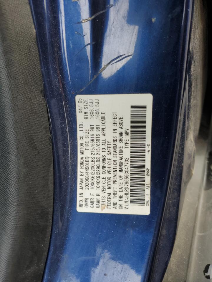 2005 Honda Cr-V Lx VIN: JHLRD78555C047702 Lot: 85327995