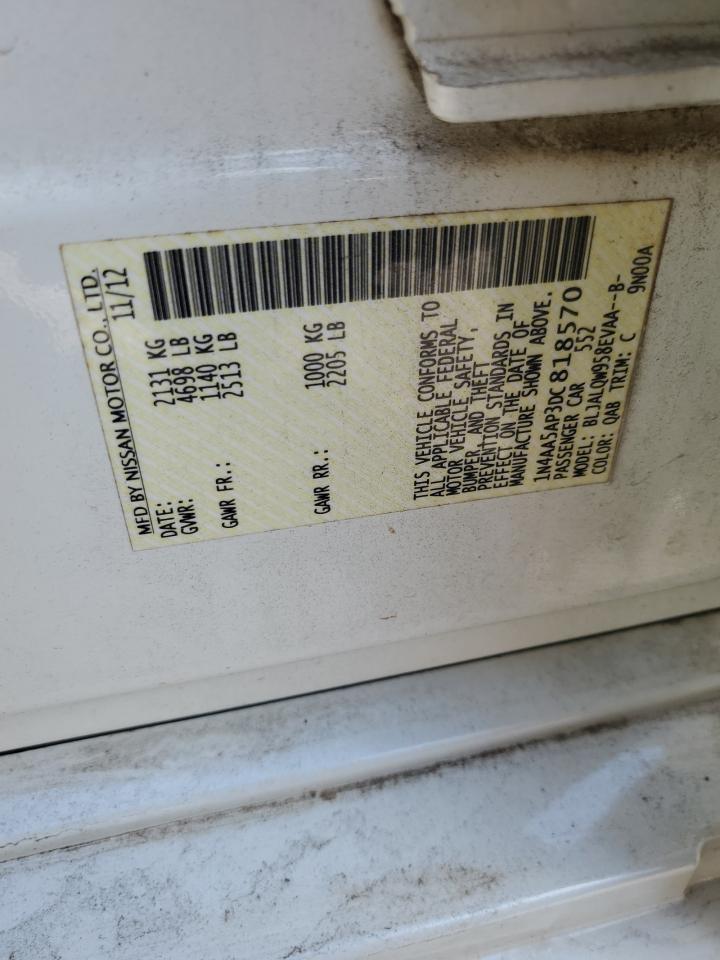 2013 Nissan Maxima S VIN: 1N4AA5AP3DC818570 Lot: 81984555