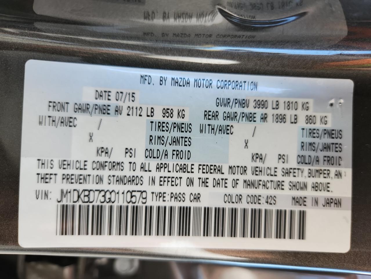 2016 Mazda Cx-3 Grand Touring VIN: JM1DKBD73G0110579 Lot: 85549265