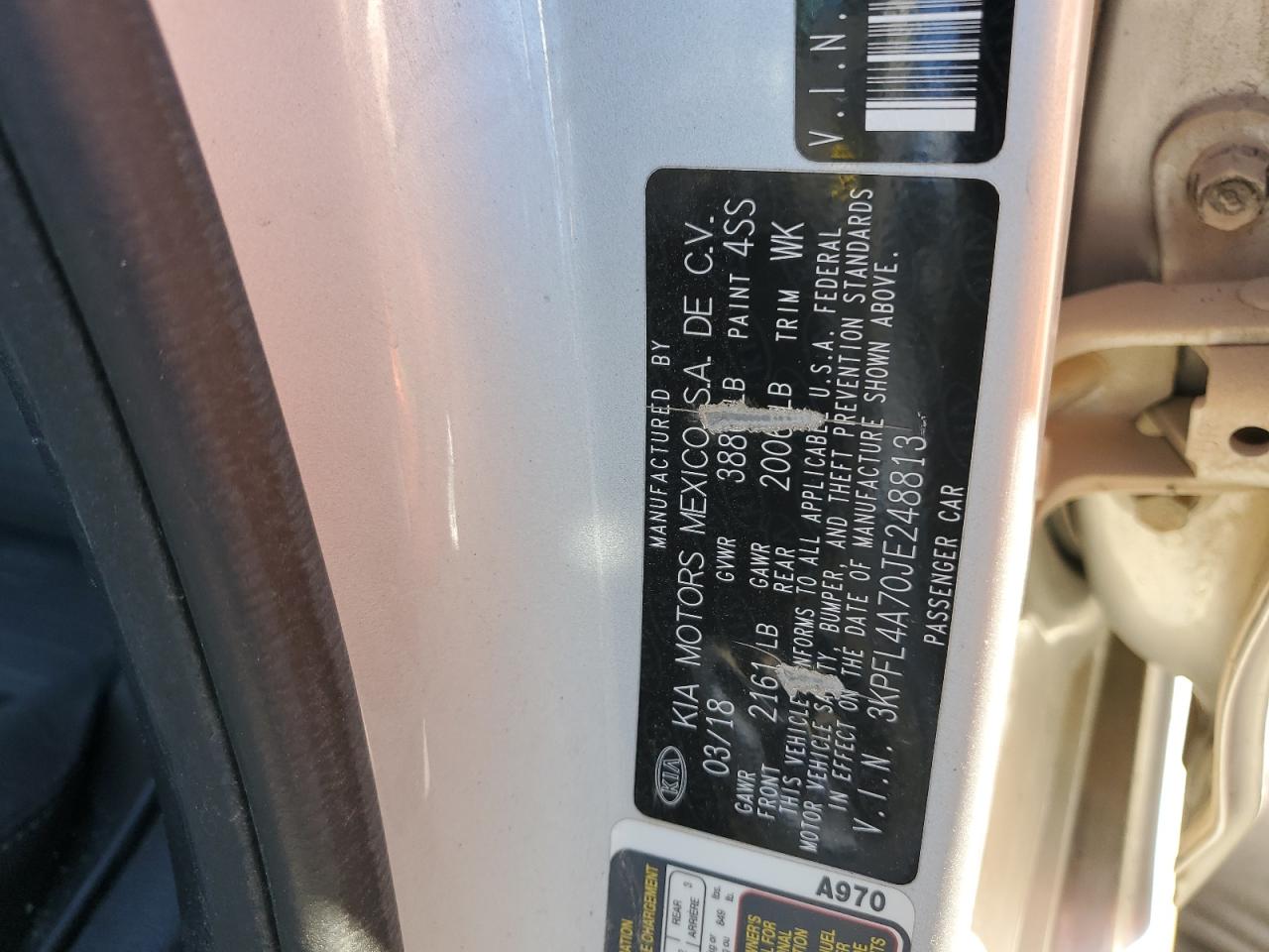 2018 Kia Forte Lx VIN: 3KPFL4A70JE248813 Lot: 86708535