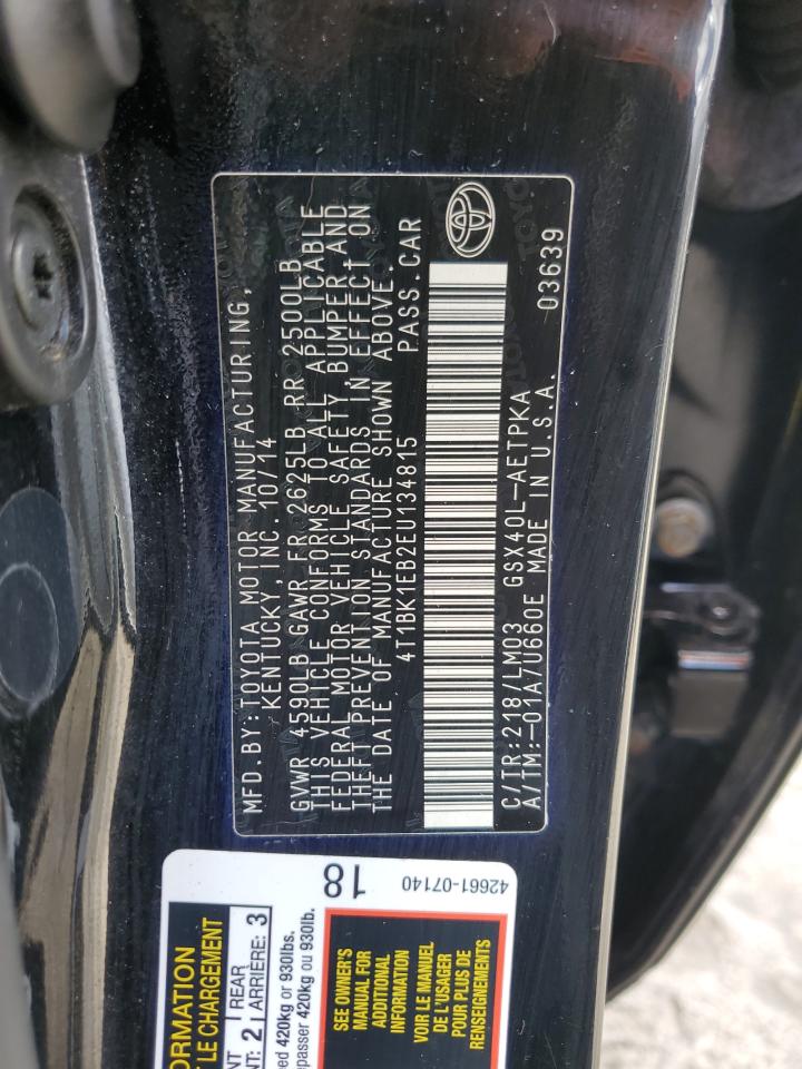 2014 Toyota Avalon Base VIN: 4T1BK1EB2EU134815 Lot: 85309055