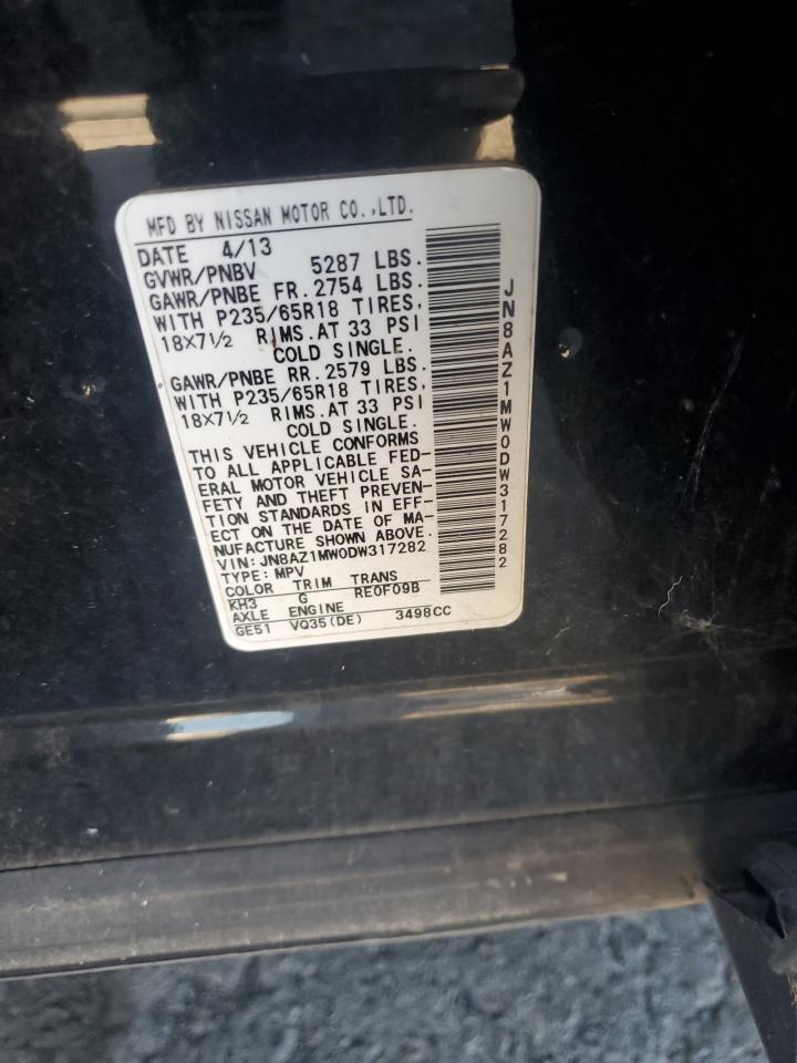 2013 Nissan Murano S VIN: JN8AZ1MW0DW317282 Lot: 85266305