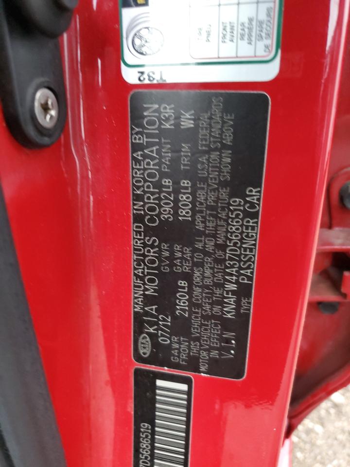 2013 Kia Forte Sx VIN: KNAFW4A37D5686519 Lot: 81808685