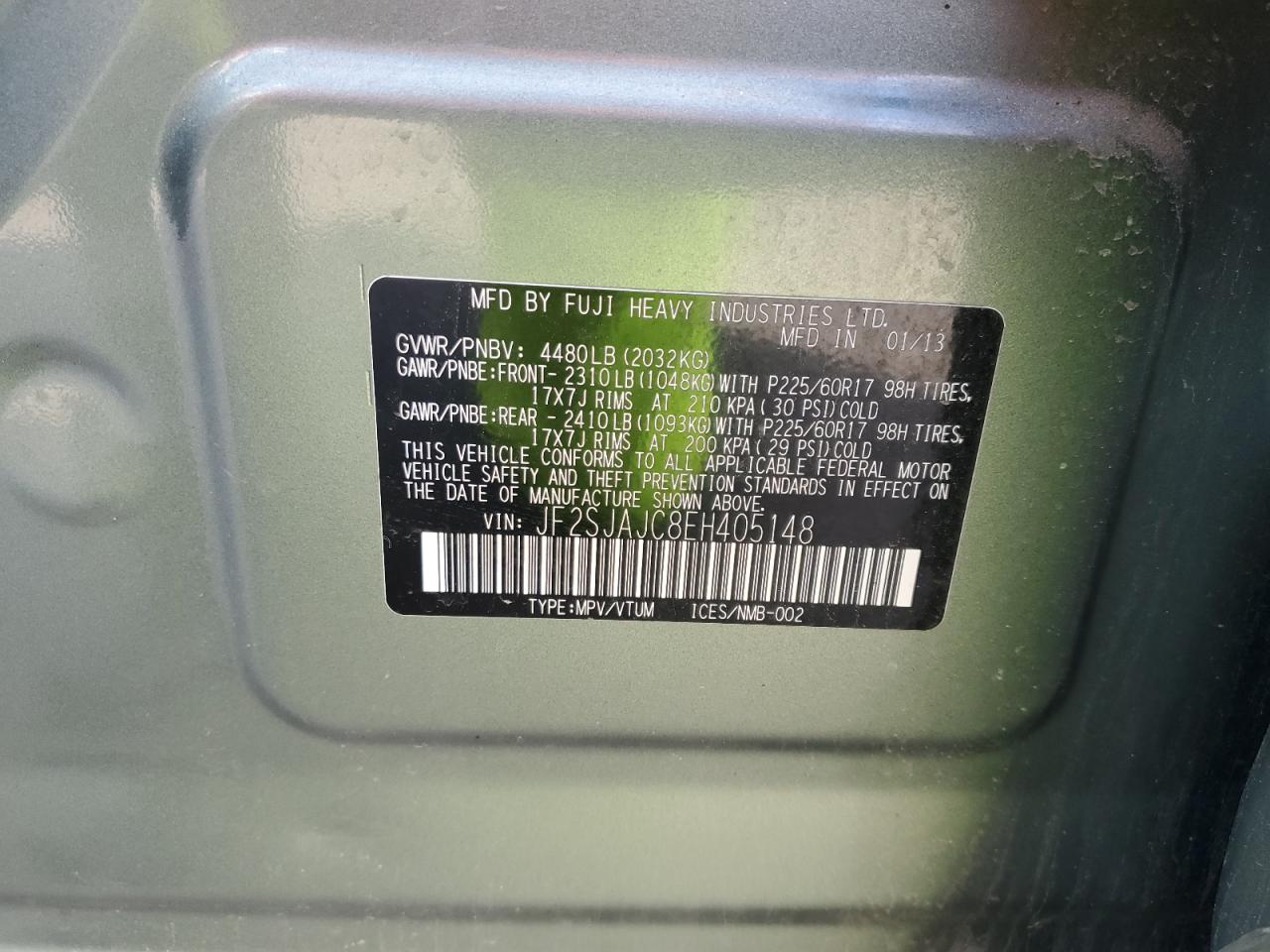 2014 Subaru Forester 2.5I Limited VIN: JF2SJAJC8EH405148 Lot: 85332755