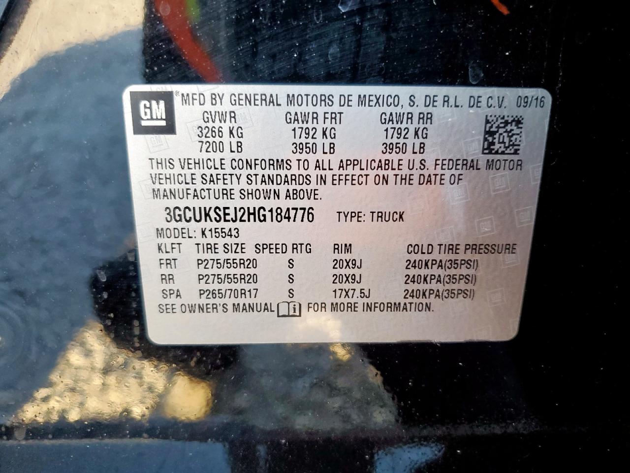 2017 Chevrolet Silverado K1500 Ltz VIN: 3GCUKSEJ2HG184776 Lot: 85273275