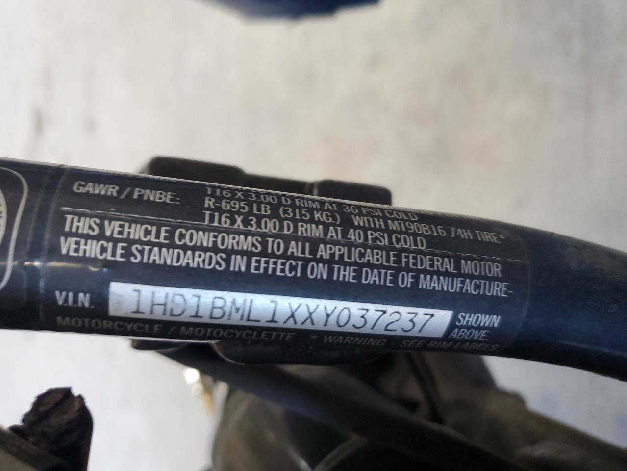 1999 Harley-Davidson Flstf VIN: 1HD1BML1XXY037237 Lot: 84614545